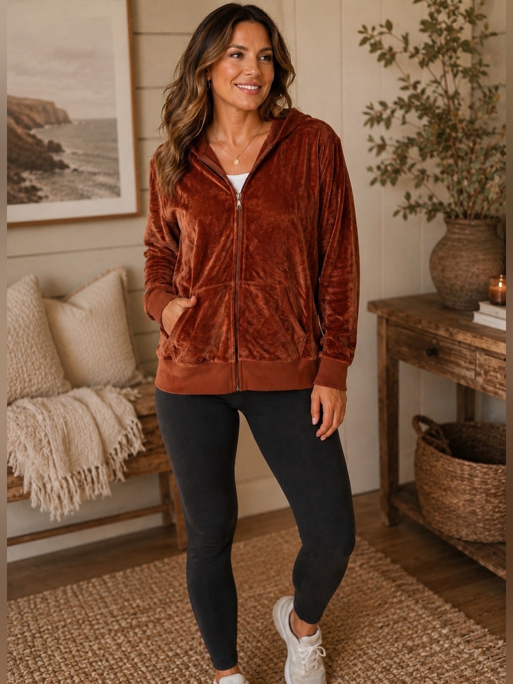 Venezia Velour Zip Up Hoodie Jacket Women’s Size 14/16 Casual Athleisure